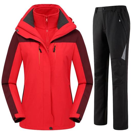 冬季户外冲锋衣裤男女套装两件套可拆卸抓绒裤防风防水登山服 商品图4