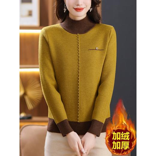 半高领加绒加厚毛衣，女士一体绒秋冬季中年妈妈洋气上衣内搭打底衫CC-89-28168 商品图3