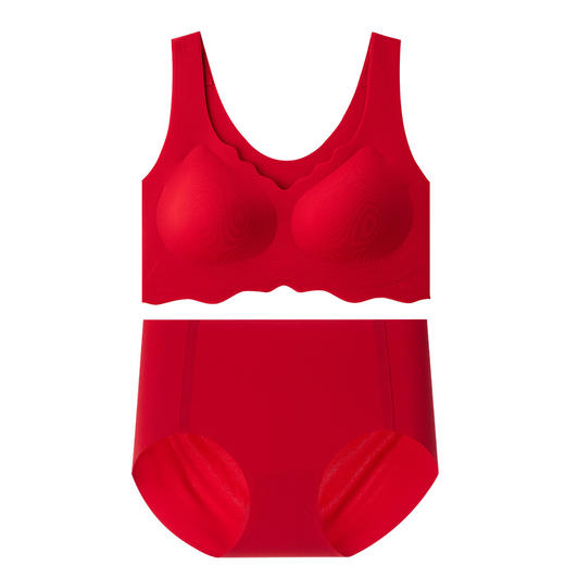 本命年新年喜庆【大红色无尺码内衣套装】女款无痕背心 聚拢运动文胸 商品图4