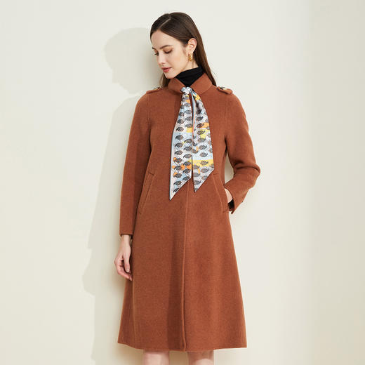 ND93K斯尔丽瑟俪秋冬丝巾系带领优雅气质百搭质感收腰显瘦中长女式大衣 商品图0