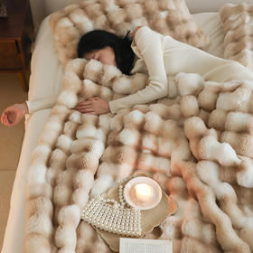 自然醒托斯卡纳法式轻奢保暖仿皮草扎染色毛毯沙发盖毯午睡盖被冬季加厚毯子MT