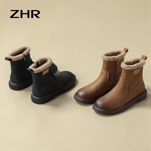 ZHR软萌泰迪绒短靴2024秋冬短筒加绒可爱舒适休闲平底靴子 商品图8