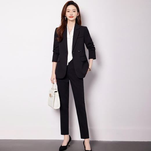 【上衣+裤子】罗蒙两件套女商务通勤面试工作女士套装西服套装 商品图4