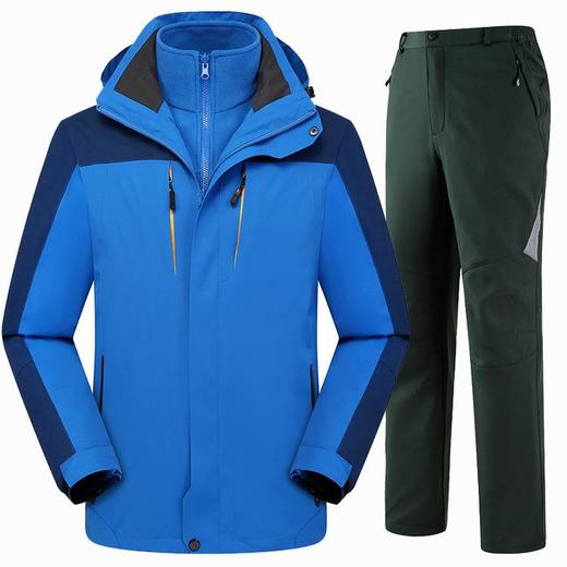 冬季户外冲锋衣裤男女套装两件套可拆卸抓绒裤防风防水登山服 商品图2