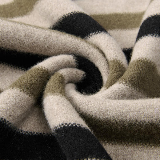 27DKHLA508H【100绵羊毛 横条撞色】罗蒙秋冬男装半高领羊毛衫男士加厚款针织条纹毛衣男 商品图9