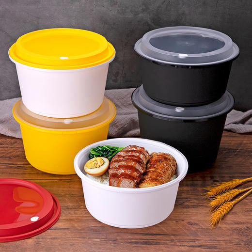 喇叭花一次性碗锁扣小龙虾打包盒大号圆形酸菜鱼外卖防漏打包碗 商品图1