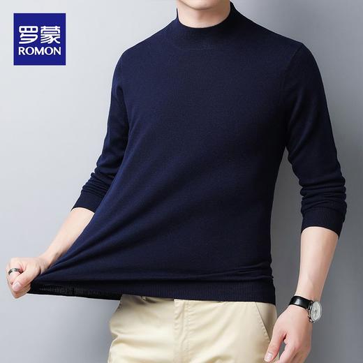 【100羊毛 多色可选】罗蒙秋冬男装羊毛衫细腻保暖半高领毛衣男秋冬男士针织羊毛衫男 商品图5