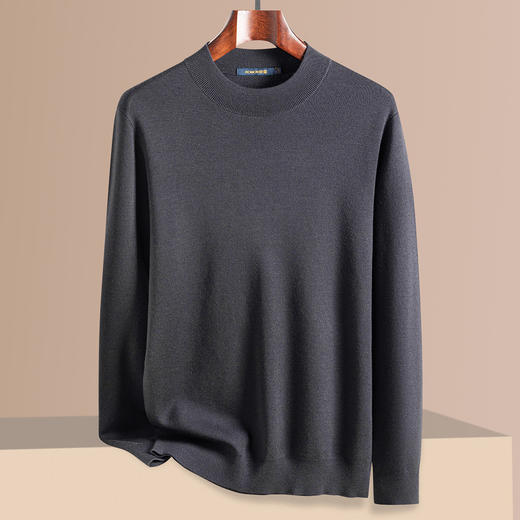 【100精纺羊毛】罗蒙秋冬男装羊毛衫男士加厚保暖圆领纯色基础打底百搭针织毛衣男 商品图6