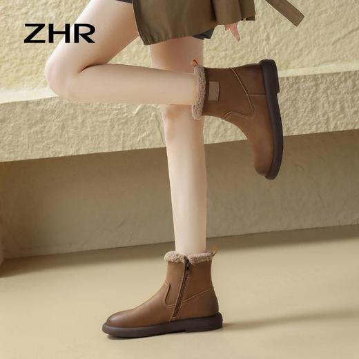 ZHR软萌泰迪绒短靴2024秋冬短筒加绒可爱舒适休闲平底靴子 商品图7