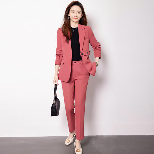 【上衣+裤子】罗蒙两件套女商务通勤面试工作女士套装西服套装 商品图3