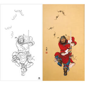 【大彩图】於文普工笔画白描底稿《钟馗》临摹勾线人物线稿WP31