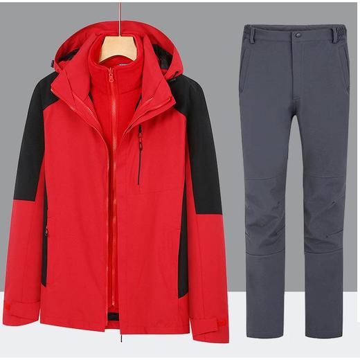 新款户外冲锋衣套装男女款两件套三合一可拆卸防风防水登山服外套 商品图3