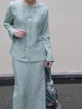 盛唐牡丹 |重磅真丝提花织金梅花纹半裙