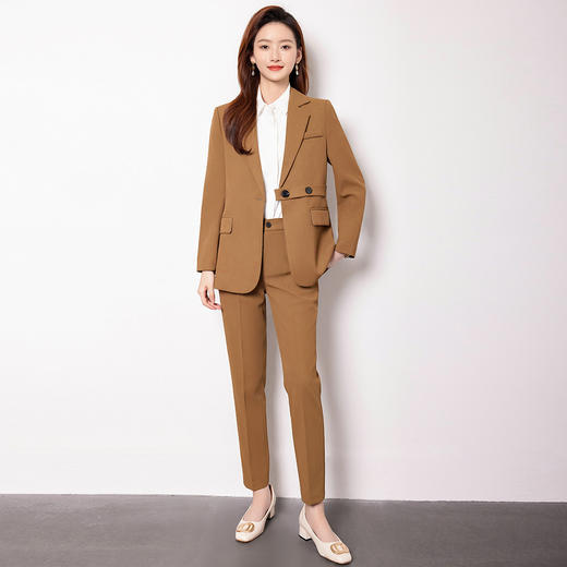 【上衣+裤子】罗蒙两件套女商务通勤面试工作女士套装西服套装 商品图2