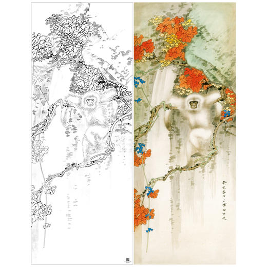 【大彩图】田世光工笔画白描底稿《小猴》临摹勾线高清打印稿SG58 商品图0