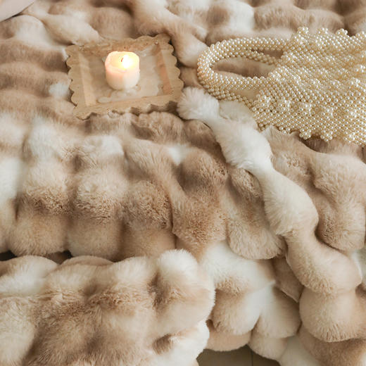 自然醒托斯卡纳法式轻奢保暖仿皮草扎染色毛毯沙发盖毯午睡盖被冬季加厚毯子MT 商品图11