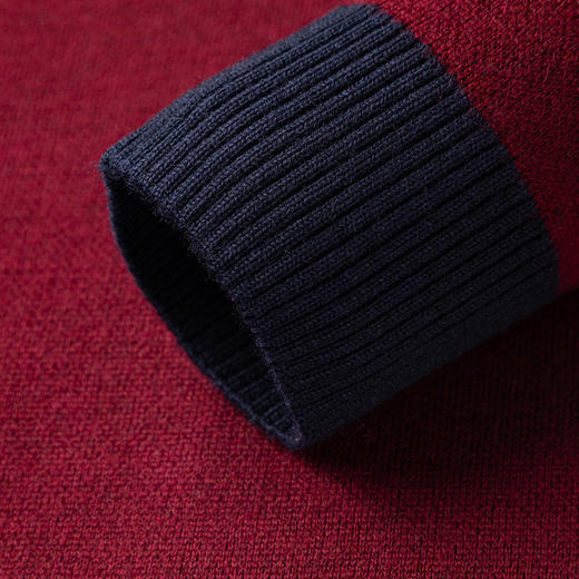 27DKGLB09【100羊毛 格纹肩章】罗蒙秋冬男装羊毛衫男士加厚保暖圆领拼色休闲针织毛衣男 商品图5