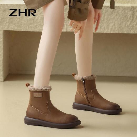 ZHR软萌泰迪绒短靴2024秋冬短筒加绒可爱舒适休闲平底靴子 商品图5