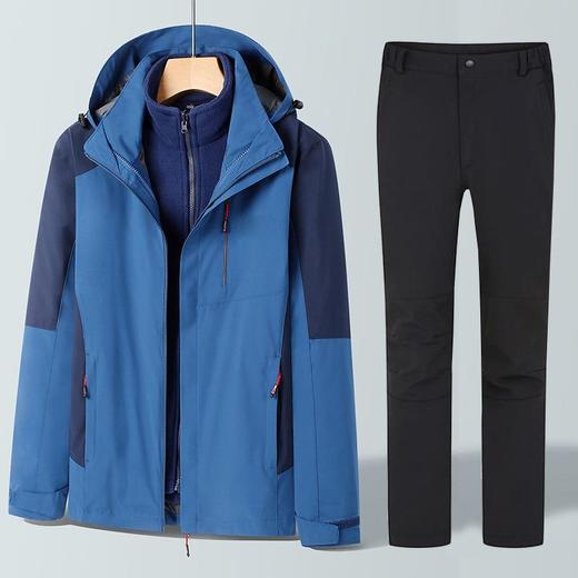 新款户外冲锋衣套装男女款两件套三合一可拆卸防风防水登山服外套 商品图1