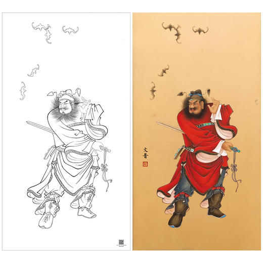 【大彩图】於文普工笔画白描底稿《钟馗》临摹勾线人物线稿WP30 商品图0
