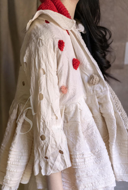 Daniela Gregis  奶油色不对称缩绒羊毛短外套 商品图5