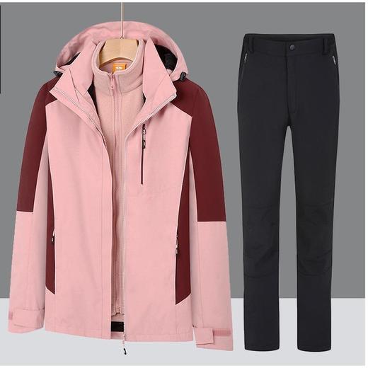 新款户外冲锋衣套装男女款两件套三合一可拆卸防风防水登山服外套 商品图2