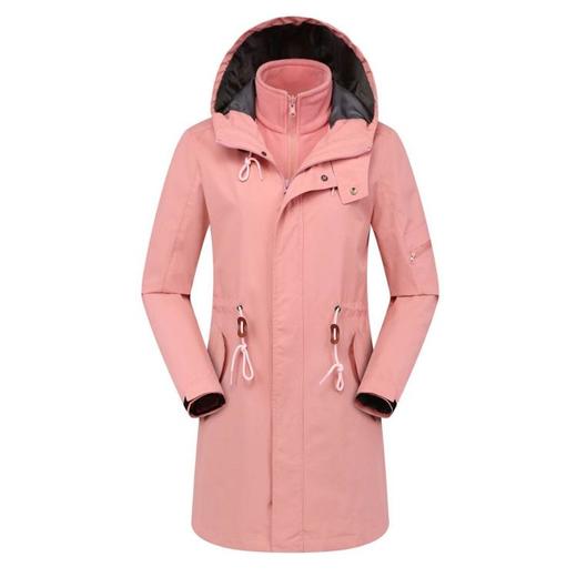 新款户外中长款冲锋衣男女款两件套三合一防风防水滑雪登山服 商品图0