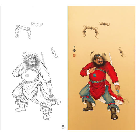 【大彩图】於文普工笔画白描底稿《钟馗》临摹勾线人物线稿WP27 商品图0