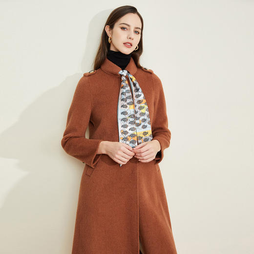 ND93K斯尔丽瑟俪秋冬丝巾系带领优雅气质百搭质感收腰显瘦中长女式大衣 商品图2