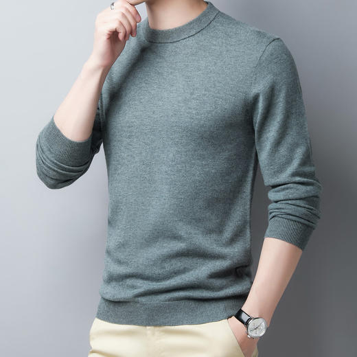 【100绵羊毛】罗蒙秋冬男士毛衣经典纯色羊毛衫男加厚男士羊毛衫保暖毛衣男 商品图4