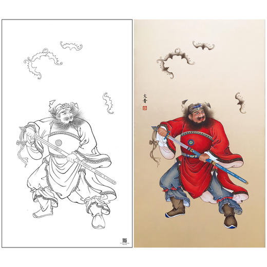 【大彩图】於文普工笔画白描底稿《钟馗》临摹勾线人物线稿WP28 商品图0