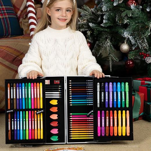 mobee儿童绘画笔套装小学生画画礼盒水彩笔蜡笔玩具男女孩六一生日礼物 圣诞限定款【贴纸+画册】 商品图7