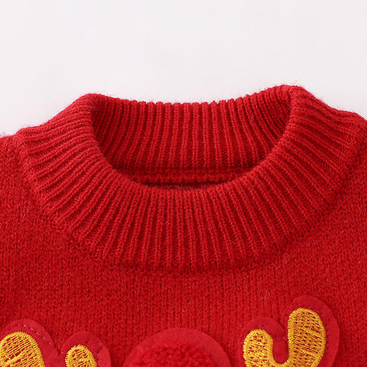 女童加厚毛衣裙套装秋冬款2024新年服加厚打底衫中小童本命年套装 商品图3