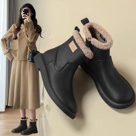 ZHR软萌泰迪绒短靴2024秋冬短筒加绒可爱舒适休闲平底靴子