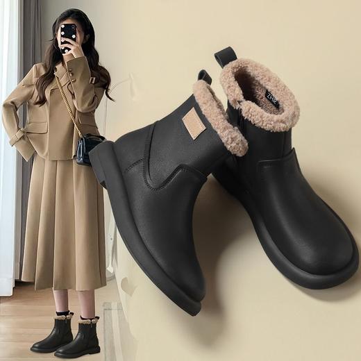 ZHR软萌泰迪绒短靴2024秋冬短筒加绒可爱舒适休闲平底靴子 商品图0