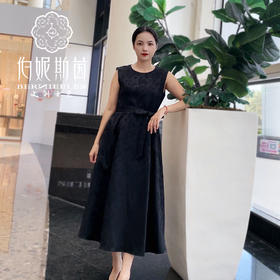 -浅白色、漆黑色高级提花轻礼服连衣裙LZ3S70