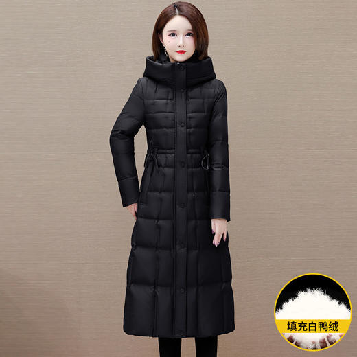 冬季新款，连帽羽绒服中长款加厚保暖女装连帽长款白鸭绒羽绒服QYM-XY-23GQ512-Y 商品图1