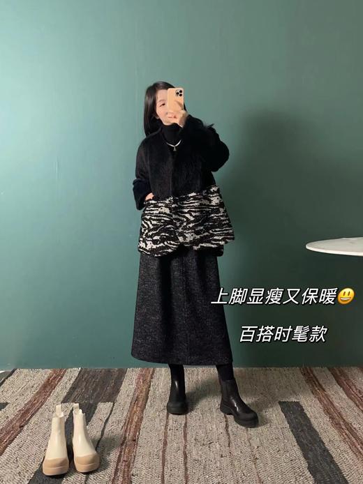 显瘦又保暖！经典时髦显瘦切尔西皮靴 冬季加绒100羊毛内里保暖御寒 小牛皮鞋面光滑细腻结实耐磨防风 5cm自然增高防滑耐磨舒适好走 修饰腿形身型百搭显瘦款短靴切尔西短靴！（现货） 商品图1