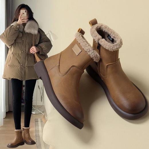 ZHR软萌泰迪绒短靴2024秋冬短筒加绒可爱舒适休闲平底靴子 商品图4