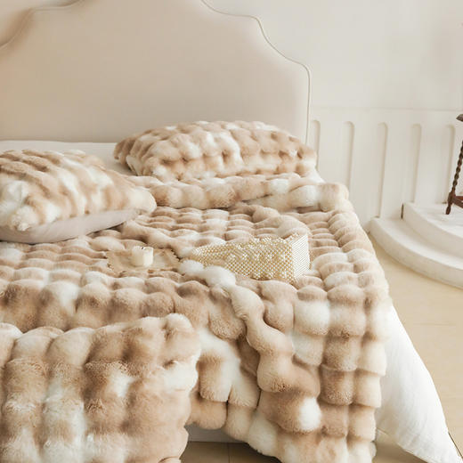 自然醒托斯卡纳法式轻奢保暖仿皮草扎染色毛毯沙发盖毯午睡盖被冬季加厚毯子MT 商品图9
