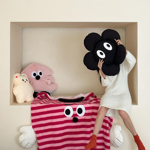 自然醒设计师款ins甜酷条纹牛奶羊羔绒毛毯萌趣卡通冬季加厚少女心披肩盖毯珊瑚绒午休毯MT 商品图3