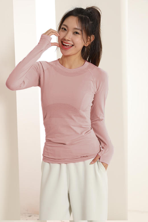 《双12满3送1 不退换》HaWaTa哈瓦塔瑜伽无缝（长袖）运动上衣320163 商品图5