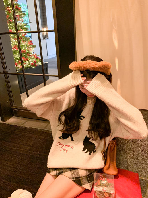 <曾小咸推荐> 黑色猫咪绣花毛衣   商品图3