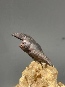 柏木雕翱翔老鹰把玩件，顺丰包邮