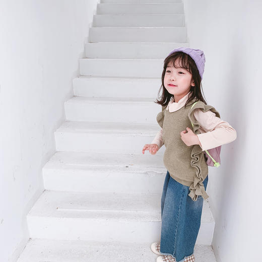 SYZQ19175荷叶边毛衣背心100 商品图4