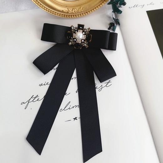 韩国东大门黑色丝绒蝴蝶结领结女学院风衬衫领口配饰银行职业领花 商品图7
