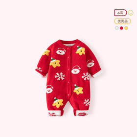 巴布雨新款圣诞毛衣婴儿A类针织婴儿连体衣秋冬款纯棉婴儿圣诞装