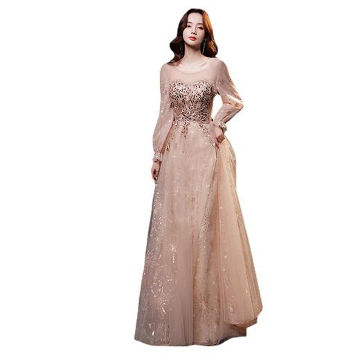 香槟色晚礼服女2023新款冬季宴会气质主持人生日闺蜜伴娘服公主裙 商品图4