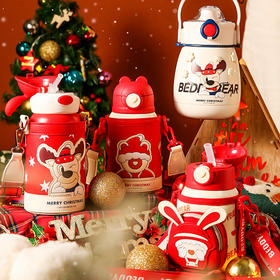 【圣诞礼物】杯具熊儿童保温杯圣诞礼物新款成人水杯男女宝宝小学生带吸管水壶