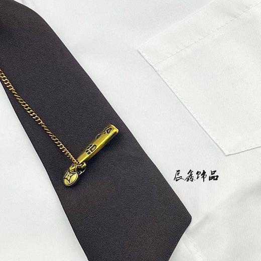 复古咖啡色领带古铜色小熊圆头别针装饰百搭免打领带 商品图4